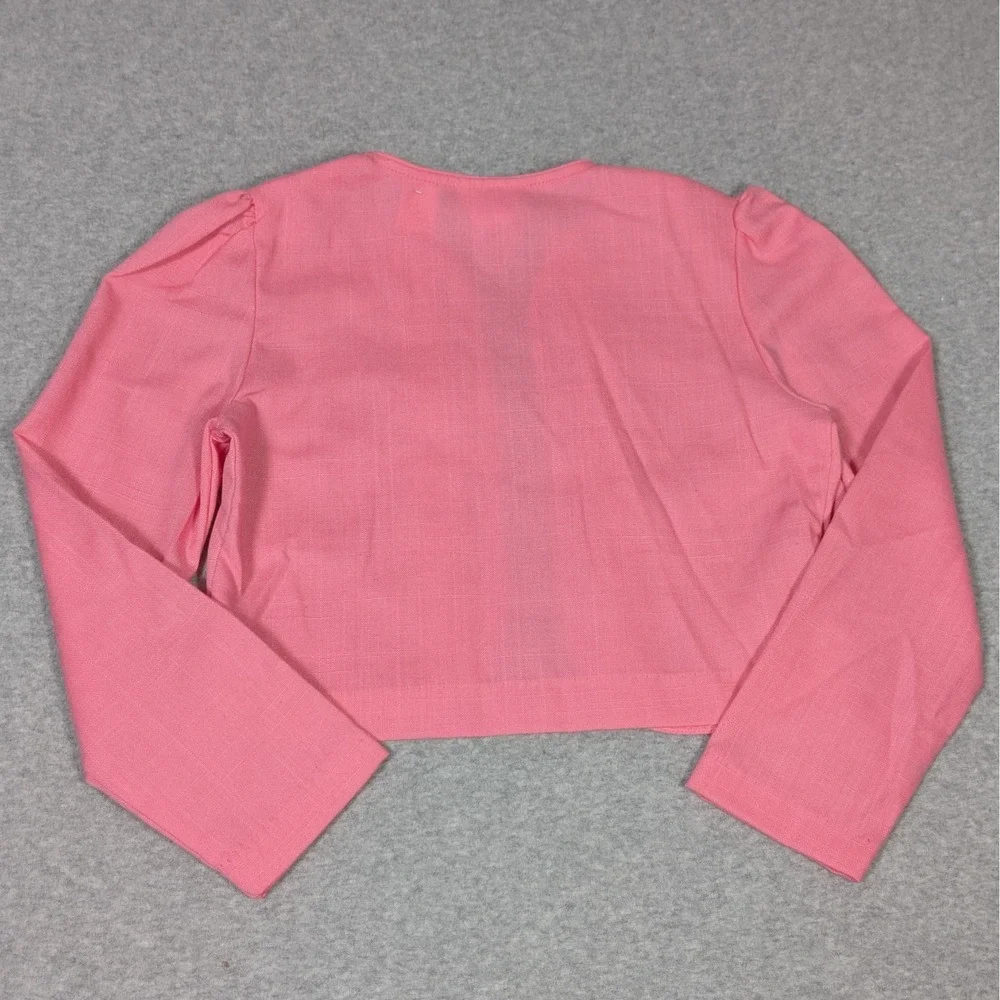 Vintage Girls Pleated Skirt Cardigan Jacket Set Size 10 Bright Pink New